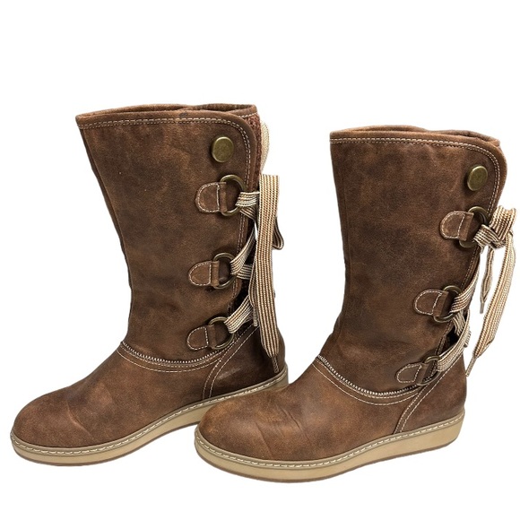 WHITE MOUNTAIN 'TIVIA' Women's Faux‎ Fur Lace Up Boot in Cognac Size 8.5 - Picture 3 of 9